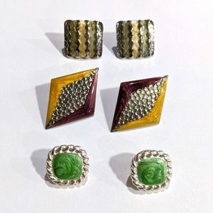 Vintage Silver Earrings with Colour